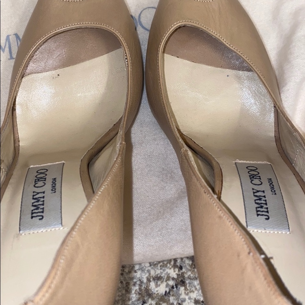 Jimmy Choo Nude Leather ‘Quiet’ Peep Toe Platform - Picture 8 of 10